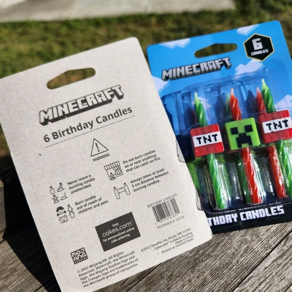 NEW 12 Minecraft Candles Creeper TNT Birthday Party Supplies Mojang NIP Candle